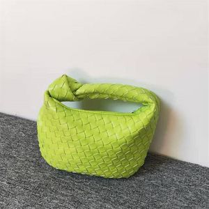 Fashion Handmade Woven Bag Green Summer Shoulder Lady Crossbody Hobo PU Knotted Handle Casual Handbag Totes2685