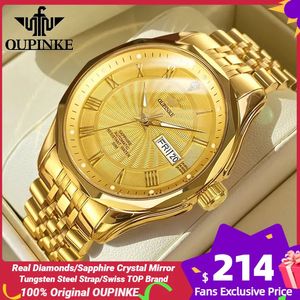 Real Diamond Oupinke Automatisk mekanisk klocka för män Swiss Top Brand Sapphire Crystal Mirror Tungsten Steel Luxury Watch 3207 240123