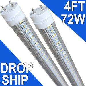 T8 G13 4ft LED-rörlätt ersättning 6500K 2PIN 72W Dagsljus (förbikopplingsballast) 150W Ekvivalent, 7200 lumen, Dual-End Powers Clear Cover AC 85-277V Usastock