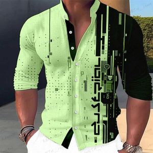 Men's Casual Shirts 2023 Fashion Popular Elements Stand Collar Shirts Men's Tops Casual Outdoor Party Dresses Soft Comfortable Fabric Button Tops T240126