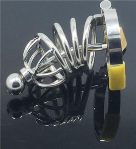 Male Device Cock Cage MKC037 metal stainless steel Penis Weight Ring BDSM Bondage Testicle Stretcher Sex Toys7591183