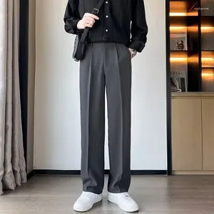 Men's Suits British Style Solid High Waist Suit Pant Men Business Formal Wear Trousers 2024 Quality Slim Casual Pants F198