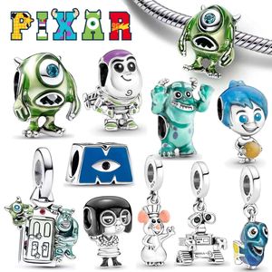 2024 HEROCROSS Pixar Monsters Inc Sier Plated Charm Buzz Lightyear Bead Fit Original Bracelet Women Gifts