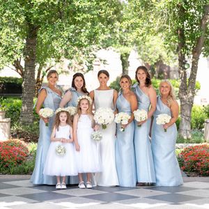 Skyblue Bridesmaid Dresses one Shoulder Elastic Satin Long Bridesmaid Dress Big Bow Beaded Gowns for Arabic Black Women Weddingゲストウェディ