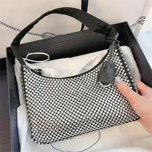 Luxury Designer Hobo rhinestone crystal diamond underarm bag womens shiny handbag purse shoulder bags men lady crossbody fashion black armpit clutch bags