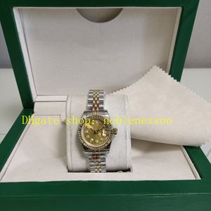 18 Style 904L Stal prawdziwe zdjęcie z pudełkiem Watches Panie 26mm 69173 18K żółte złoto Bransoletka 69174 Automatyczne mechaniczne zegarek zegarek zegarek zegarek