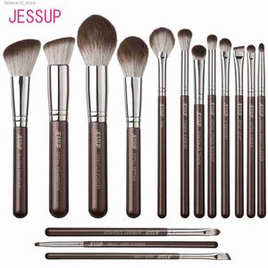 Makeup Brushes Jessup Makeup Brushes set 15pcs Brown Make up Brushes Vegan Foundation Blender Concealer Powder Eyeshadow Highlighter BrushT498 Q240126