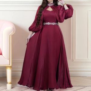 Roupas étnicas 2024 Primavera Moda Dubai Abaya Vestidos para Mulheres Alta Neck Cape Manga Longa Vestido de Festa Islam Turquia Vestido Formal Lady
