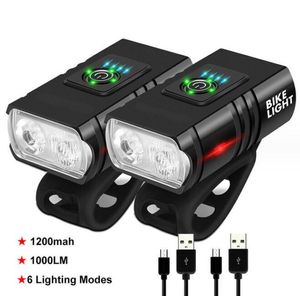 Luz principal de alumínio t6, 6 luzes, modo pulseira removível, luz frontal de bicicleta, lâmpada recarregável usb, acessórios de bicicleta