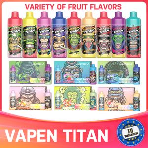 10000 Puffs Disposable Vape Pen E cigarettes VAPEN TITAN Puff RAZZ BAR 20ml Pre filled 650mAh Rechargeable Puffs 10k 12k 15K Local Warehouse Fast Delivery