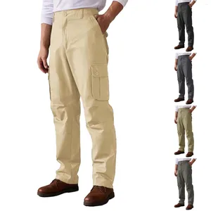 Мужские брюки, повседневная рабочая одежда с несколькими карманами, мужская эластичная свободная посадка-карго для занятий спортом