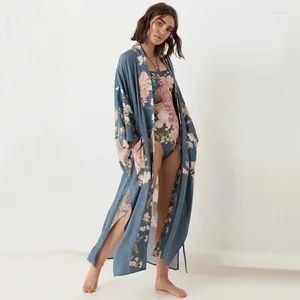 Etnik Giyim Japon Kimono Moda Bluz Kadınlar 2024 Çiçek Baskılı Yukata hırka Uzun Kollu Geleneksel Kimonos Elbise