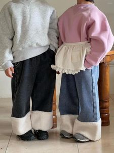 Trousers 2024 Arrivals Girls Boys Thicken Denim Pants Cotton Winter Fashion 1-8 Years