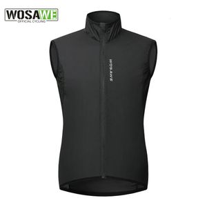 WOSAWE Women Reflective Cycling Vest Solid Woven Sportswear Men Cycling Windbreaker Water Repellent Windproof MTB Bike Jacket 240123