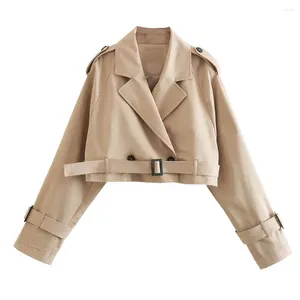 Giacche da donna Donna Primavera Autunno Bottoni bavero maniche lunghe Trench corto Lady Cappotti larghi casual Capispalla da donna