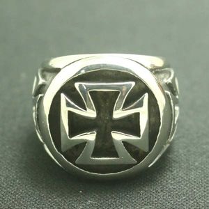 Band Rings Size 7 To Size 15 Mens Boys 316L Stainless Steel Classic Biker Cross Ring 240125