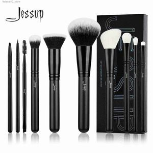 メイクアップブラシJessup Makeup Brushesセット10PCSメイクアップブラシナチュラルシンテティックパウダーファンデーションアイシャドウアイライナーコンシューラーブラッシュ眉T323 Q240126