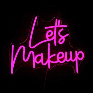 Led Neon Sign Let's Makeup Neon Sign Pink LED LED Neon Sign For Bedroom Girl Room Beauty Salon Shop Party Masquerade Wall Decor Neon Light YQ240126