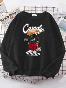 Moletom com capuz feminino Londres 35 Moda Teddy Bear com uma máscara Engraçado Moletom feminino Hipster Quente Com capuz hip hop Fit Hoodies Soltos Roupas de grandes dimensões T240126