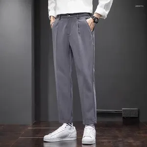 Men's Pants Summer Business Cotton Thin Slim Fashion Korean Pencil Male Casual Formal 9-Point Ankle-Length Trousers