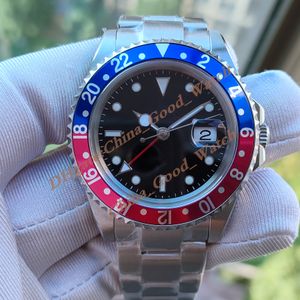 BP Fabrika Erkekler Vintage V2 Erkekler 40mm Siyah Dial Red Çerçevesi 1675 Çelik Bileklik Antika Otomatik 2813 Hareket Saatleri Mekanik Tarih Bilek saatleri