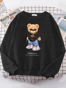 Women's Hoodies Sweatshirts Teddy Bear Goes Outbe Confidence Be Positive Hoody Female Hipster O-Neck Sweatshirt hip hop Oversize Hoody Fashion Casual Tops T240126