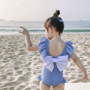 One-peças Novo Bebê Meninas Princesa Swimwear Verão Grande Bowknot Voltar Crianças One-Pieces Banheira Terno Crianças Spa Maiôs Drop Delivery Dhjkf