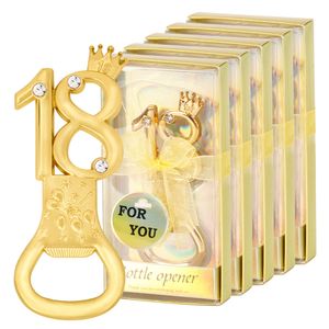 20st Gold 18th Bottle Opener gynnar 18 -årsdagspresenter 18 -årsjubileum Keepsake Event Party Giveaways med strass och kronform Bruddusch