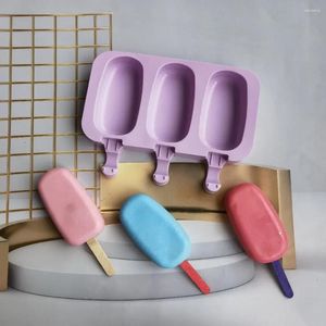 Stampi da forno Stampo in silicone ovale per gelato a 3 fori Griglia per ghiaccioli da dessert fai-da-te per realizzare forniture per feste estive