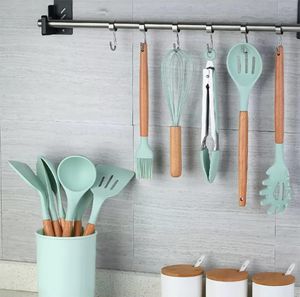 أدوات المطبخ أدوات المطبخ السيليكون 12 قطعة مجموعات غير عصا أدوات المطبخ ملعقة الطبخ مجموعة ملعقة الطبخ