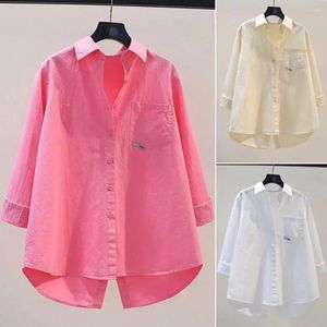 Women's Blouses Classic Business Attire Stylish Spring Fall Shirt With Turn-down Collar Solid Color Irregular Hem Casual For Lady