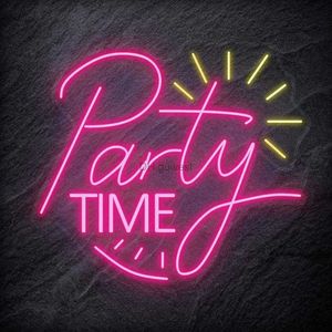 Led Neon Sign Party Time Neon Light LED Sign Wedding Reunion Home Proposal Bar Party Club Shop Art Wall Decoration Personlig födelsedagspresent YQ240126