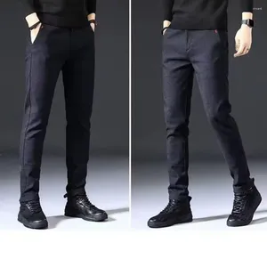 Men's Suits Men Pants Formal Business Style Straight With Pockets Soft Loose Mid Waist Trousers For Work Or Casual Wear Stretchy