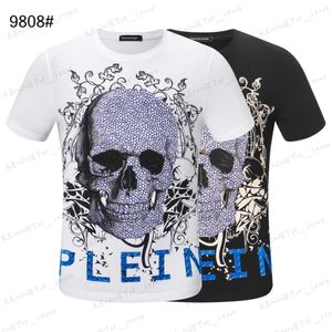 Męskie koszulki Rhinestone marka luksusowa designtshirts tops koszulka moda bawełna camisa design men men hipping t240126