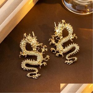 Orecchini a bottone Xialuoke stile cinese asimmetrico a forma di drago per le donne Regalo di gioielli di personalità di moda Consegna a goccia Otehy
