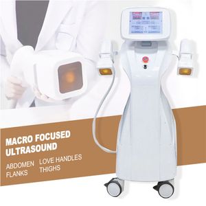 2 alças para remoção de gordura HIFU Macro Focused Radio Frequency Face Lift com resfriamento de contorno corporal Removedor de rugas Rejuvenescimento da pele Face Lift Beauty Device