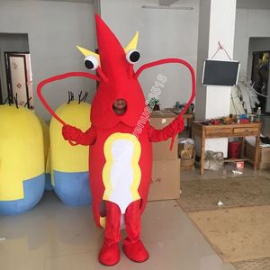 2024 Śliczne pluszowe krewetki Mascot Costume Cartoon Temat Charakter karnawału unisex halloween karnawał dorośli urodziny Fantyczny strój dla mężczyzn kobiety