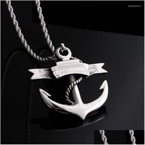 Pendant Necklaces European And American Retro Nostalgic Navy Hooks Anchor Men Women Couple Chain Accessories Drop Delivery Dhimo