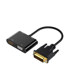 DVI till HDMI VGA -kabel hög hastighet 24+1 stift hane till VGA 15 -stift Female Cable HDTV Adapter Converter Connector Gold Plated för PC Laptop Mac OS Window TV Box Ny