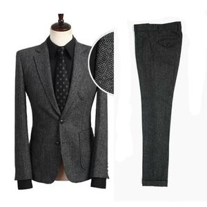 Abiti da uomo per matrimonio Smoking in tweed Abiti da sposo Abiti da sposa Abiti da ballo Completo da lavoro 3 pezzi Completo Giacca Pantaloni Gilet 240123