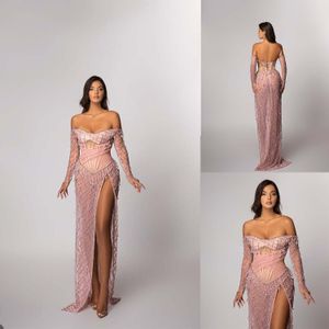 Side High Slit Sexy Mermaid Evening Dresses With Beads Off-Shoulder Sweetheart Gowns Sweep Train Party Gown Robe De Soiree custom Made L240109