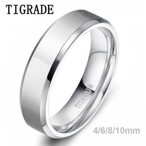 Band Rings Tigrade 4/6/8/10mm Silver Color Men's Titanium Ring Brushed Man Wedding Band Engagement Rings Male Jewelry Couple anel feminino 240125