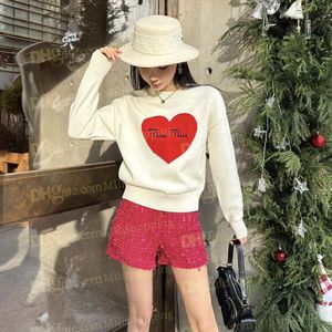 Women Red Wool Bluies liter haftowany rhinestone dzianin designer na zewnątrz top outdoorowy