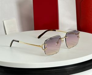 Kesilmiş lensler kenarsız güneş gözlükleri altın çerçeve pembe gradyan erkek tasarımcı gözlükleri sonnenbrille kadın gölgeleri sunnies gafas de sol uv400 gözlük kutu