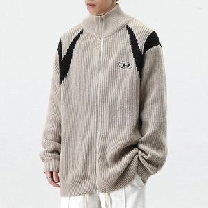 Męskie swetry podwójne zamek błyskawiczne sweter SWEAT MĘŻCZYZN KOBIETY RETRO luźne dzianiny skoczkowie jesienne streetwear hafteworka haftowa patchworka