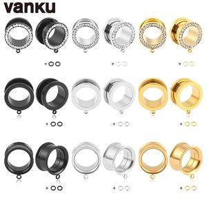 Charm Vanku 10pcs Stainless Steel Diy Dangle Ear Plugs Body Piercing Screw Tunnels Stretchers Body Jewelry Earrings Expander