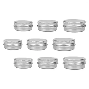 Garrafas de armazenamento 9 Pcs Redondo Alumínio Lata Jar Creme Titular Buttercream Latas de metal com tampa Tea