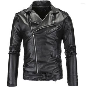 Men's Jackets Slim Fit Faux Leather Jacket Classic Moto Biker Pu Leater Spring Autumn Basic Zipper Coat Outerwear