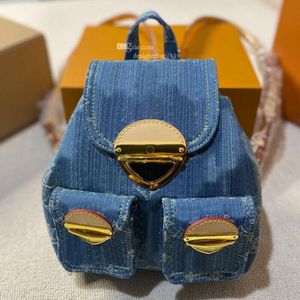 Ryggsäck stil lyx designer väska venedig ryggsäck denim kvinnor mode back pack äkta läder resebok för kvinna