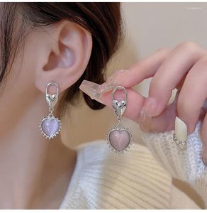 Kolczyki Dangle Chandelier Dangle Y2k Różowe serce dla kobiet dziewczęta egirl koreańska moda estetyczna elegancka urocza kropla 2024 Pendientes Mujer